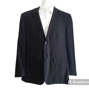 Men's Calvin Klein 2 piece suit, Black with blue and gray stripes,